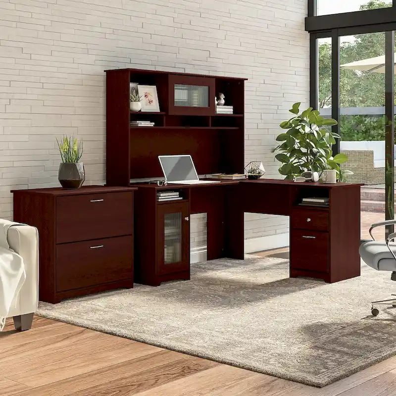 Bureau d'angle avec huche et classeur Cabot 60 W