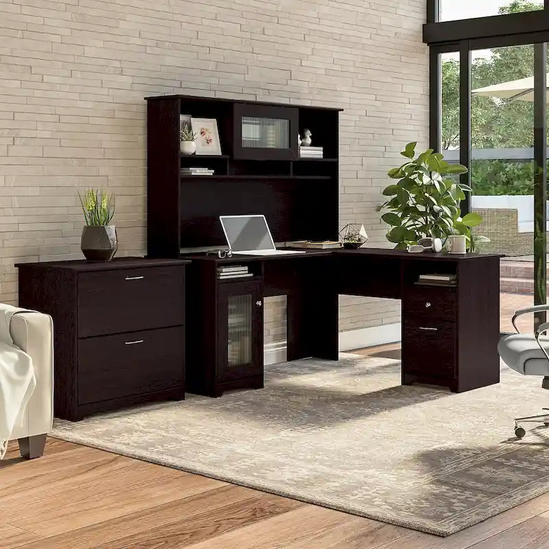 Bureau d'angle avec huche et classeur Cabot 60 W