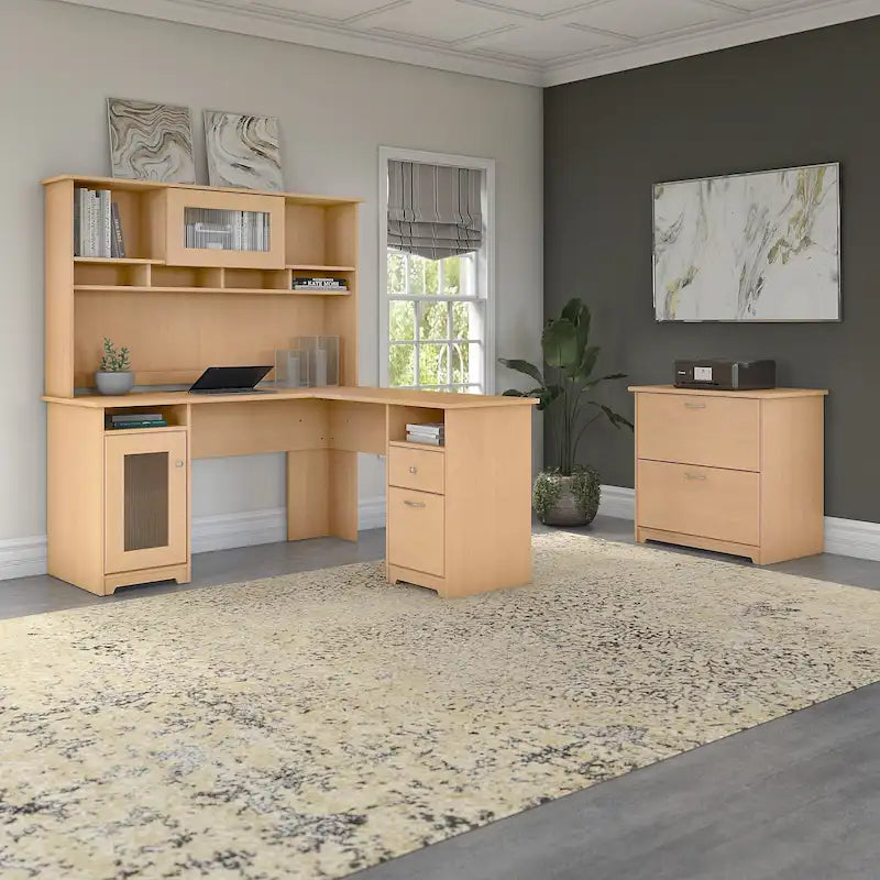 Bureau d'angle avec huche et classeur Cabot 60 W