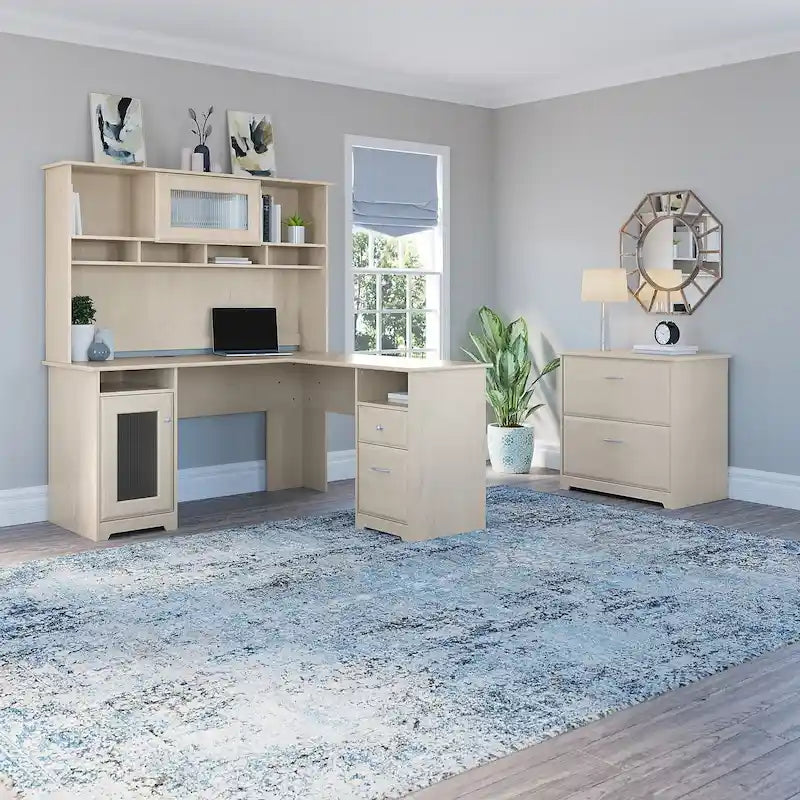 Bureau d'angle avec huche et classeur Cabot 60 W