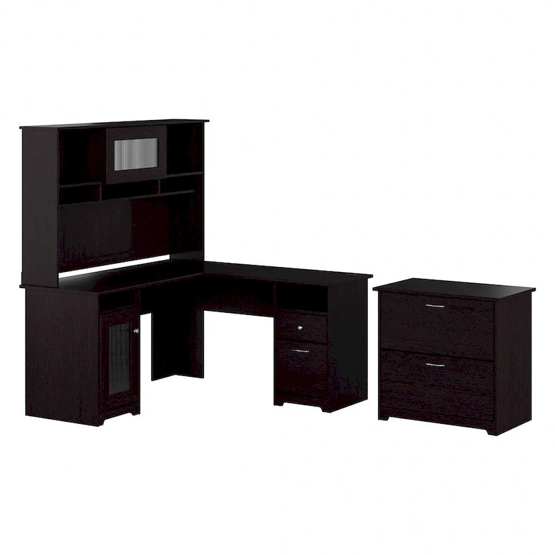 Bureau d'angle avec huche et classeur Cabot 60 W