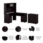 Bureau d'angle avec huche et classeur Cabot 60 W