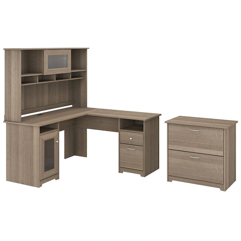 Bureau d'angle avec huche et classeur Cabot 60 W