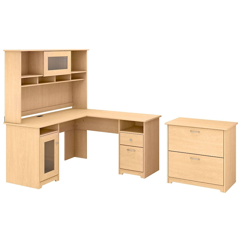 Bureau d'angle avec huche et classeur Cabot 60 W