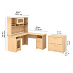 Bureau d'angle avec huche et classeur Cabot 60 W