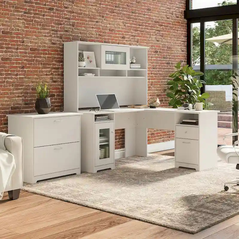Bureau d'angle avec huche et classeur Cabot 60 W