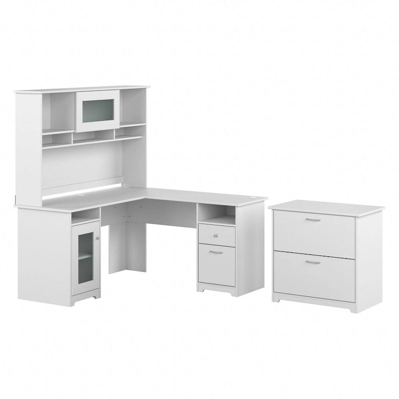 Bureau d'angle avec huche et classeur Cabot 60 W