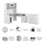 Bureau d'angle avec huche et classeur Cabot 60 W