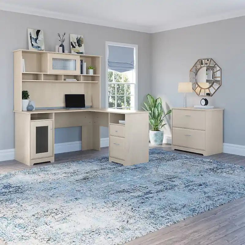 Bureau d'angle avec huche et classeur Cabot 60 W