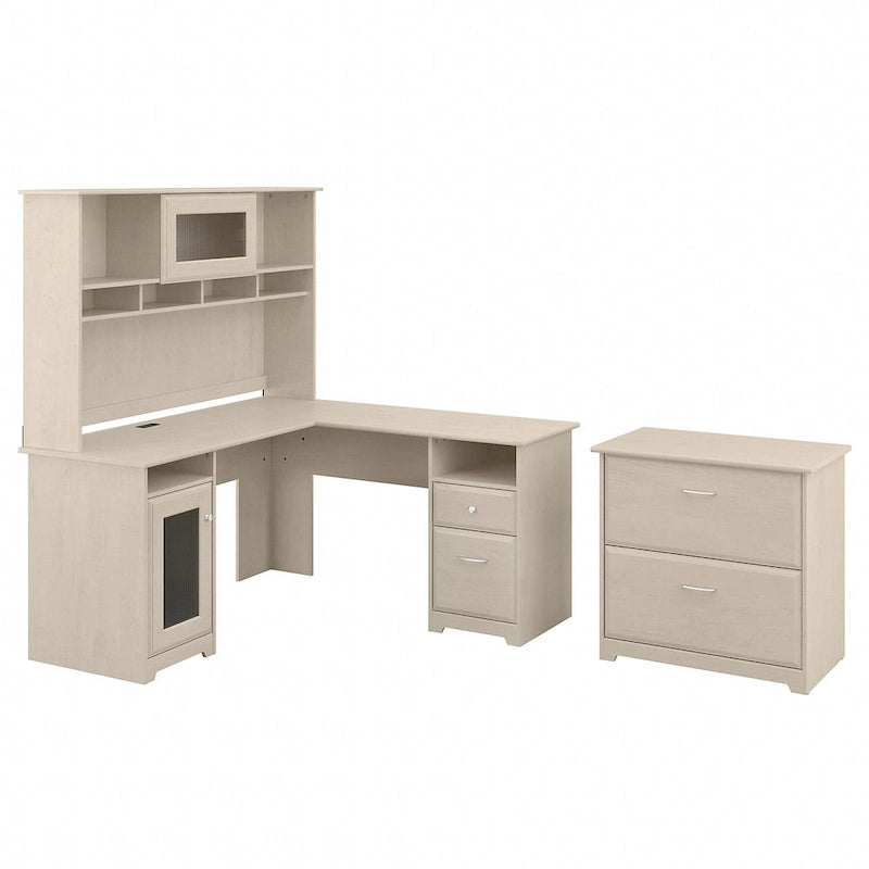 Bureau d'angle avec huche et classeur Cabot 60 W