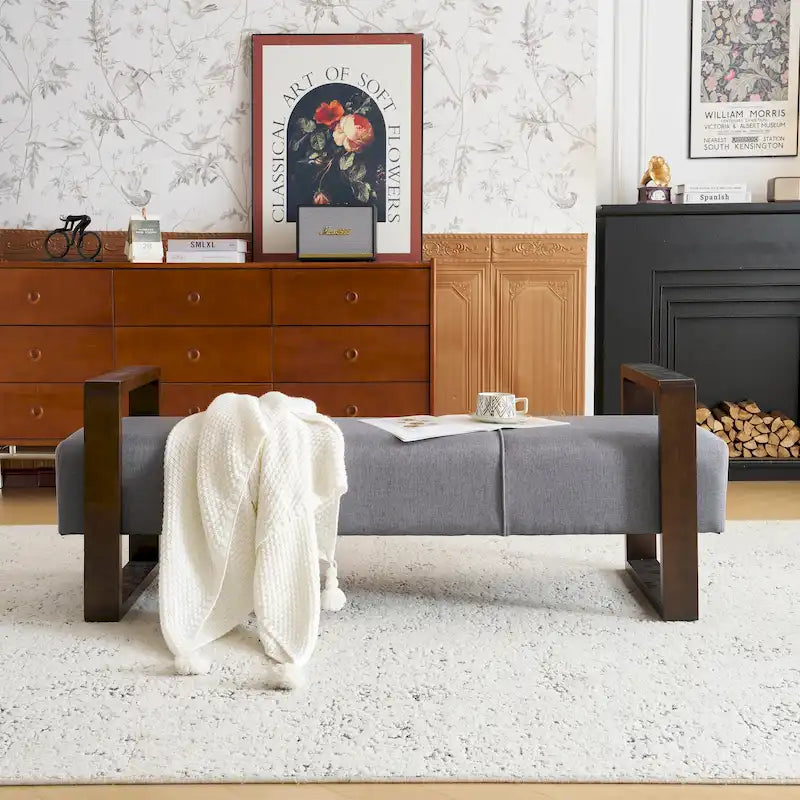 Banc ottoman moderne rembourré Taylor Long avec design multifonctionnel