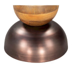 Table d'appoint ronde en bronze et fer marron et bois massif - 14' X '20.3' X '14