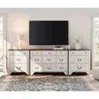 WAMPAT 116.5 W Large Farmhouse TV Stand for TVs up to 120, Entertainment Center with 15 Drawers