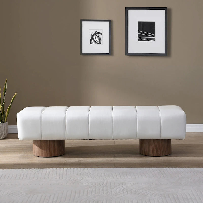 Banc de salle à manger capitonné, PU beige