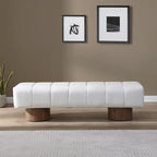 Banc de salle à manger capitonné, PU beige