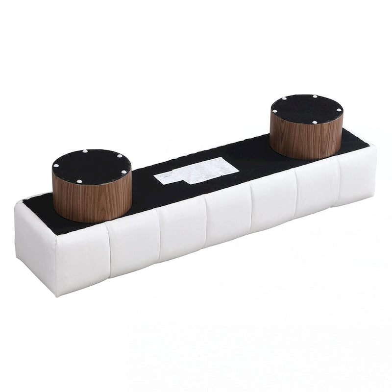 Banc de salle à manger capitonné, PU beige