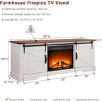 Meuble TV de cheminée de style ferme pour téléviseur de 75 pouces, centre de divertissement rustique