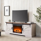 Meuble TV de cheminée de style ferme pour téléviseur de 75 pouces, centre de divertissement rustique