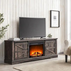 Meuble TV de cheminée de style ferme pour téléviseur de 75 pouces, centre de divertissement rustique