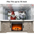 Meuble TV de cheminée de style ferme pour téléviseur de 75 pouces, centre de divertissement rustique