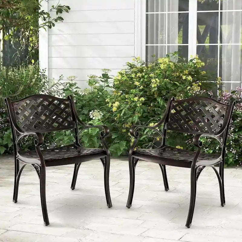 2/4 chaises de patio en fonte d'aluminium tout temps