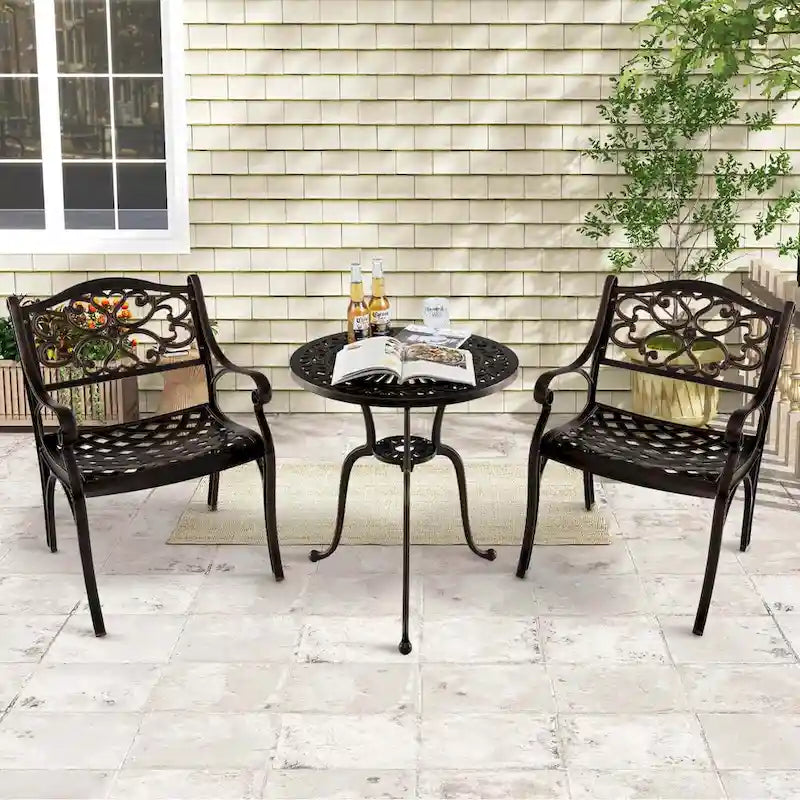 2/4 chaises de patio en fonte d'aluminium tout temps