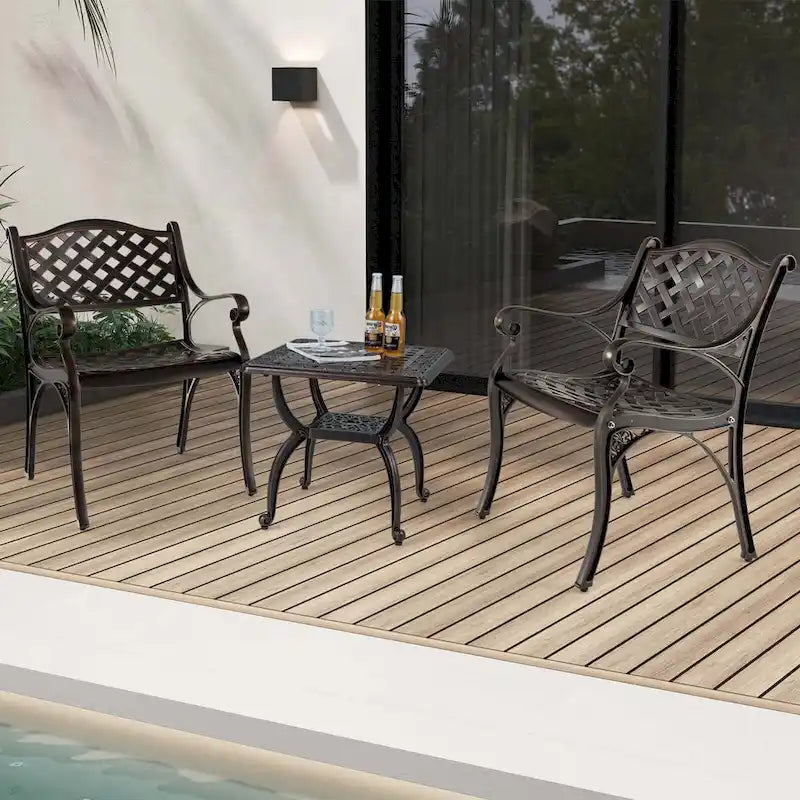 2/4 chaises de patio en fonte d'aluminium tout temps