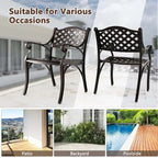 2/4 chaises de patio en fonte d'aluminium tout temps