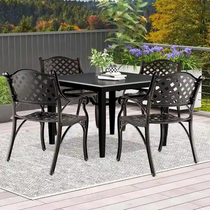 2/4 chaises de patio en fonte d'aluminium tout temps