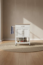 Gymax Rolling Kitchen Island Cart w/ Drawer 2-Door Storage Cabinet