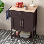 Desserte de cuisine roulante avec tiroir et armoire de rangement à 2 portes
