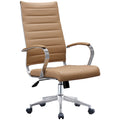 Chaise de bureau moderne haute avec dossier haut, en similicuir PU, pivotante, inclinable, réglable, avec coussin, modèle de designer, pour dirigeant