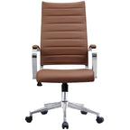 Chaise de bureau moderne haute avec dossier haut, en similicuir PU, pivotante, inclinable, réglable, avec coussin, modèle de designer, pour dirigeant