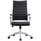 Chaise de bureau moderne haute avec dossier haut, en similicuir PU, pivotante, inclinable, réglable, avec coussin, modèle de designer, pour dirigeant