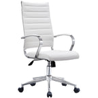 Chaise de bureau moderne haute avec dossier haut, en similicuir PU, pivotante, inclinable, réglable, avec coussin, modèle de designer, pour dirigeant