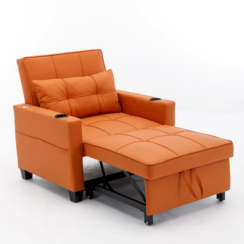 Fauteuil-lit gigogne convertible 3-en-1 avec port USB - 34,26 x 68,12 x 33,08