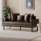 Causeuse surdimensionnée en similicuir avec coussins décoratifs | Style moderne | Canapé 2 places
