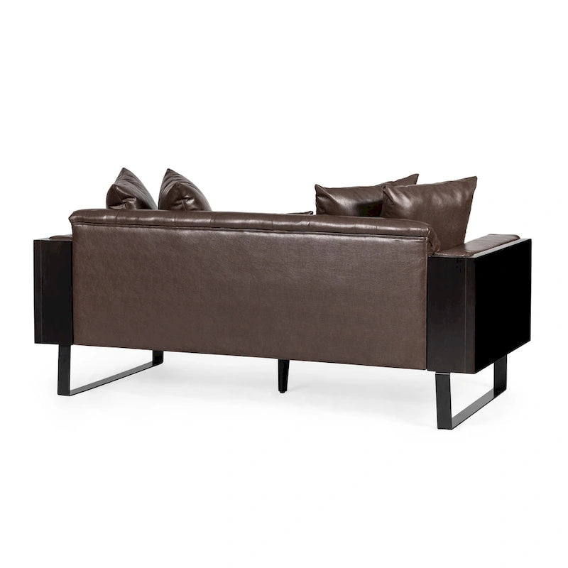 Causeuse surdimensionnée en similicuir avec coussins décoratifs | Style moderne | Canapé 2 places