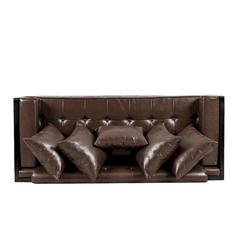 Causeuse surdimensionnée en similicuir avec coussins décoratifs | Style moderne | Canapé 2 places