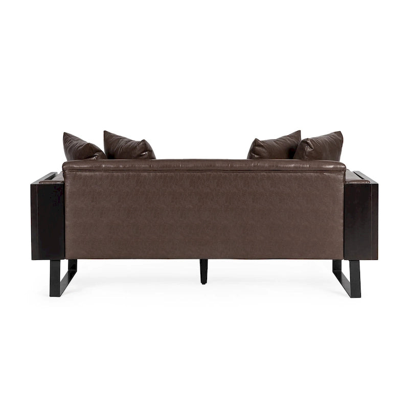 Causeuse surdimensionnée en similicuir avec coussins décoratifs | Style moderne | Canapé 2 places