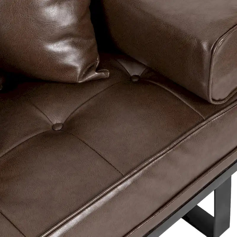 Causeuse surdimensionnée en similicuir avec coussins décoratifs | Style moderne | Canapé 2 places