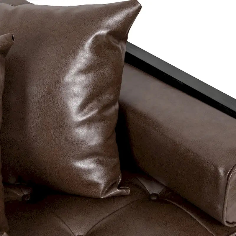 Causeuse surdimensionnée en similicuir avec coussins décoratifs | Style moderne | Canapé 2 places