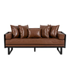 Causeuse surdimensionnée en similicuir avec coussins décoratifs | Style moderne | Canapé 2 places