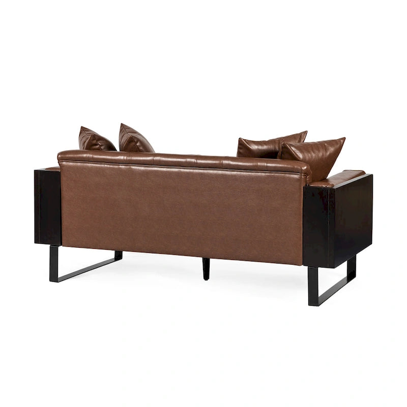 Causeuse surdimensionnée en similicuir avec coussins décoratifs | Style moderne | Canapé 2 places
