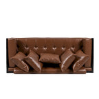 Causeuse surdimensionnée en similicuir avec coussins décoratifs | Style moderne | Canapé 2 places
