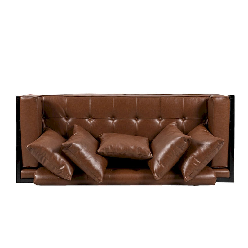 Causeuse surdimensionnée en similicuir avec coussins décoratifs | Style moderne | Canapé 2 places