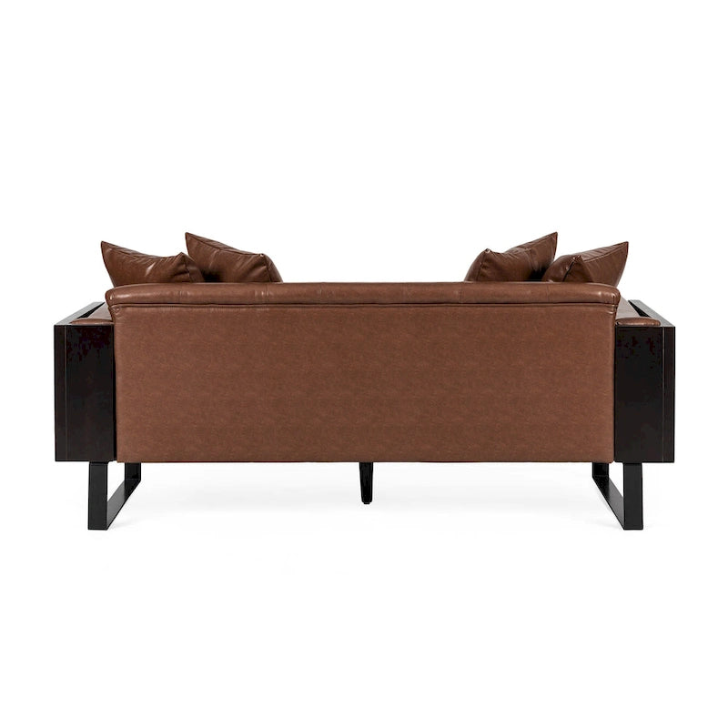 Causeuse surdimensionnée en similicuir avec coussins décoratifs | Style moderne | Canapé 2 places
