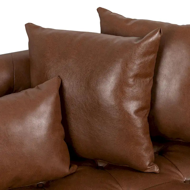 Causeuse surdimensionnée en similicuir avec coussins décoratifs | Style moderne | Canapé 2 places