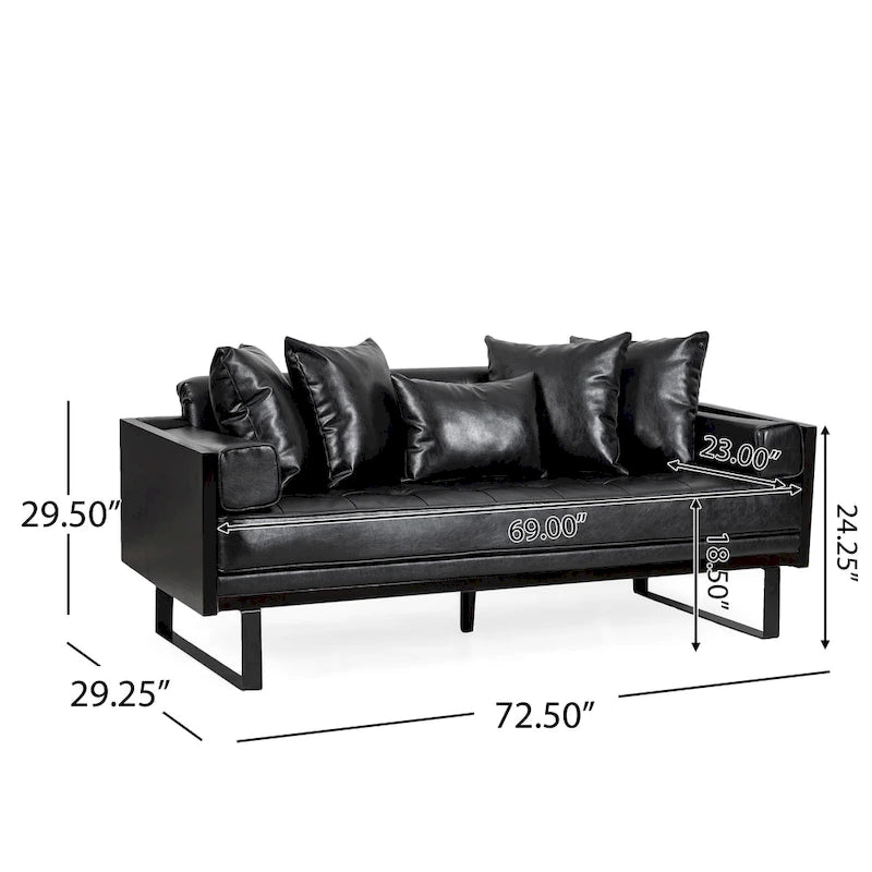 Causeuse surdimensionnée en similicuir avec coussins décoratifs | Style moderne | Canapé 2 places