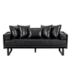 Causeuse surdimensionnée en similicuir avec coussins décoratifs | Style moderne | Canapé 2 places